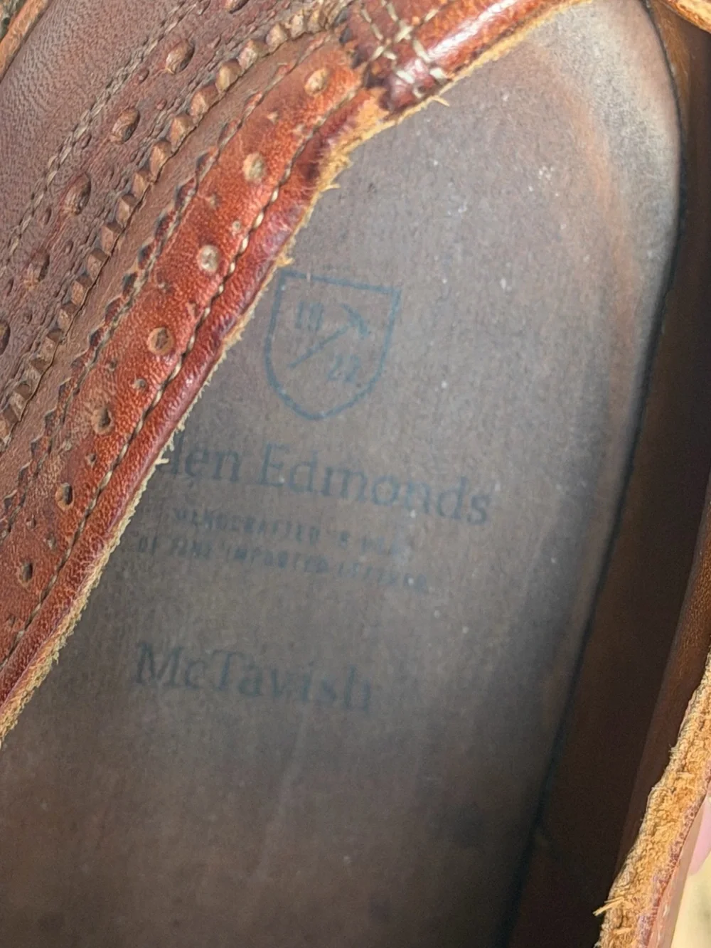 Allen Edmonds McTavish 4035 Brown Leather Wingtip Oxford Men’s 12 D Made in USA